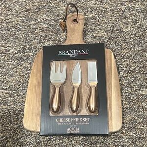 Brandani Cheese Knife Set with Acacia Cutting Board